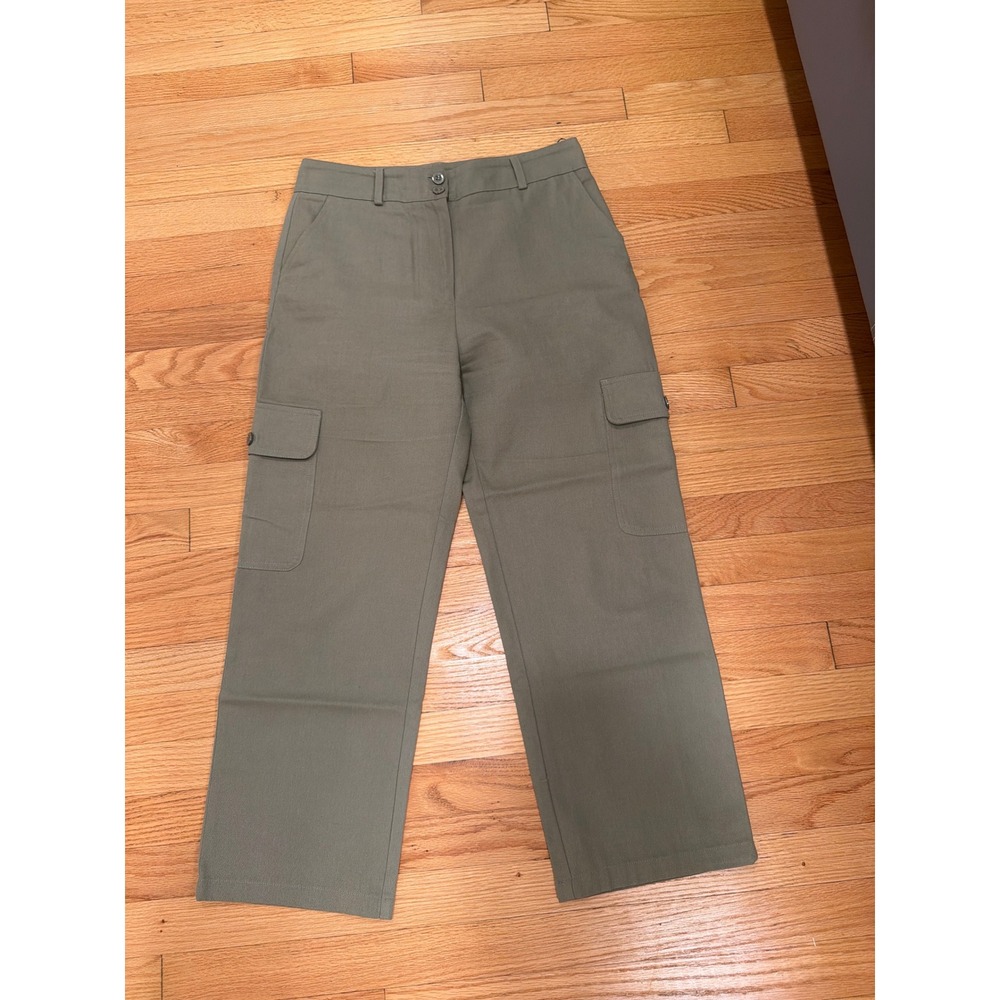 Mod Ref Womens Olive Green Cotton High Rise Wide Leg Cargo Pants Size Large